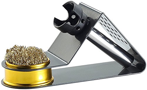 AGT Lötkolbenständer: Kompakter Lötkolbenhalter mit Spiralwolle (Lötkolbenablage)