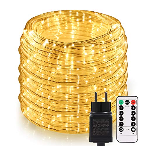 Lichterschlauch Außen GREEMPIRE 336 LEDs 20M Lichterkette außen strombetrieben mit Fernbedienung, Lichtschläuche Wasserdicht für Outdoor Balkon Weihnachtsbaum Innen Dekoration Weihnachten Warmweiß