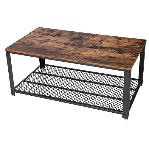 SONGMICS Couchtisch Vintage Tisch mit Ablagefach metall gestell für Wohnzimmer 106,2 x 45 x 60,2 cm LCT61X