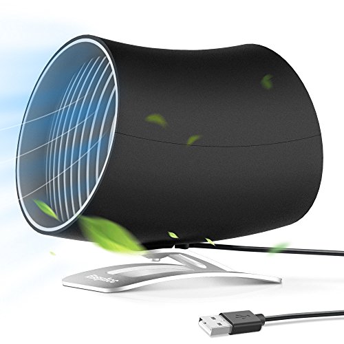 EasyAcc USB Ventilator Doppelblatt Mini Tischventilator Berührungsschalter Tragbarer Persönlicher USB Lüfter mit und 2 Verstellbarer Lüfter für Büro Zuhause usw - Schwarz