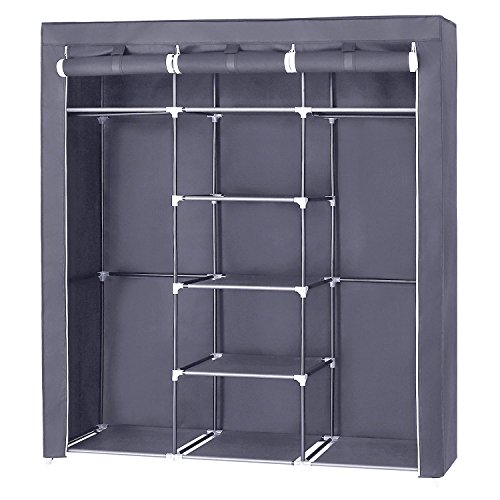 SONGMICS Kleiderschrank Faltschrank Wäscheschrank Stoffschrank Campingschrank 175 x 150 x 45 cm grau RYG12G