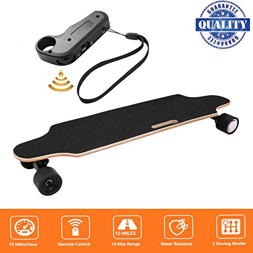 fiugsed Elektrisches Skateboard - 27,5 Zoll Longboard Skateboard mit Funkfernbedienung auf Vier Rädern,Höchstgeschwindigkeit 20km/h zu Senden des Ladegeräts Fernbedienung (Schwarz-Style2)