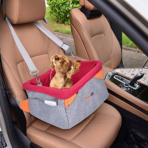 Autositz Hund, Legendog Hundetransportbox | Hundetragetasche | Transportbox für Hunde | Wasserdichter Autositzbezug für Hunde | mit Kissen und verstellbarem Gurt | Kleine Hunde Welpen Katzen | 41 * 32 * 21 CM (Hund Autositz)