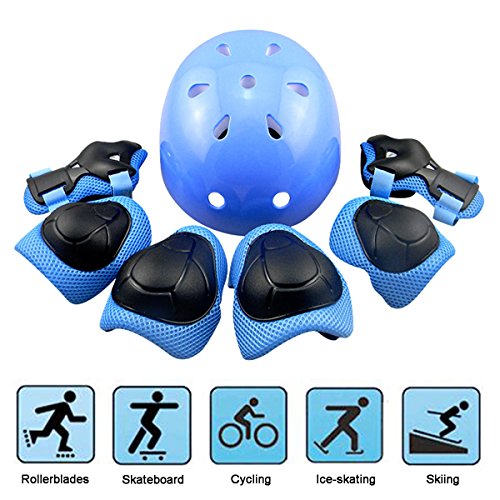 Skateboard Helm Protektoren Set Für Kinder, EarthSave Schutzset Ellenbogenschützer Handgelenkschoner Knieschoner für Skate, Fahrrad, Radfahren, Reiten, Skateboard, Roller Skate