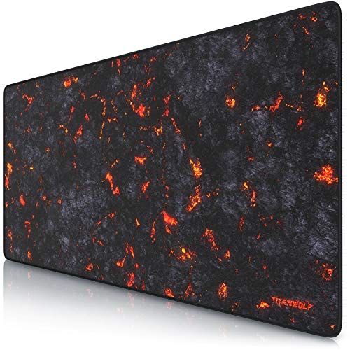 CSL - XXL Speed Gaming Mauspad Titanwolf Lava 900 x 400mm | XXL Mousepad | Tischunterlage Large Size | verbessert Präzision und Geschwindigkeit