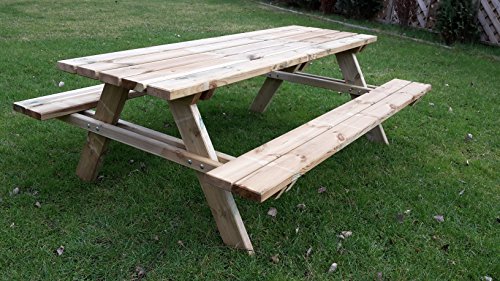 naturholz-shop Picknicktisch Bierbank 200 cm Picknickbank Bank Tisch Top Stabil