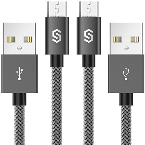 Micro USB Kabel [2-Pack, 2m] Syncwire 2.4A USB Ladekabel - Schnellladekabel für Android Smartphones, Samsung, HTC, Sony, Nexus und mehr - Nylon Space Grau