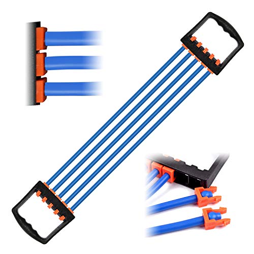 JEEZAO Brust Expander 5-Fach Abnehmbar Latex Widerstandsbänder für Arm Muskeltrainer das Fitnessstudio 5x15lbs