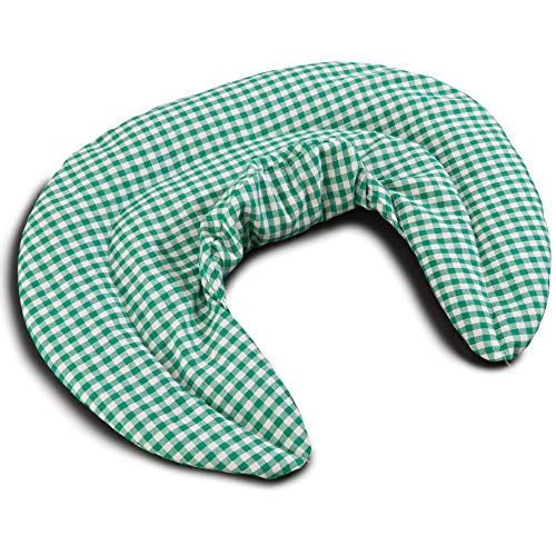 Nackenhörnchen mit Stehkragen grün-weiß | Dinkelkissen | Nackenkissen Wärmekissen - Ein sehr wohliger Nackenwärmer