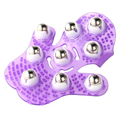 Anself Palm Shaped Massage Handschuh Body Massager mit 9 360-Grad-Walze Metall Roller Ball zufällige Farbe