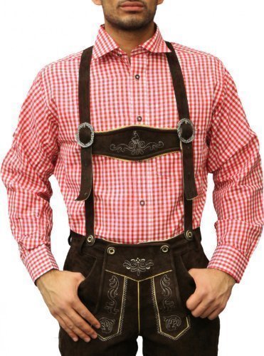 Trachtenhemd für trachten lederhosen wiesn freizeit Hemd rot/kariert, Hemdgröße:4XL