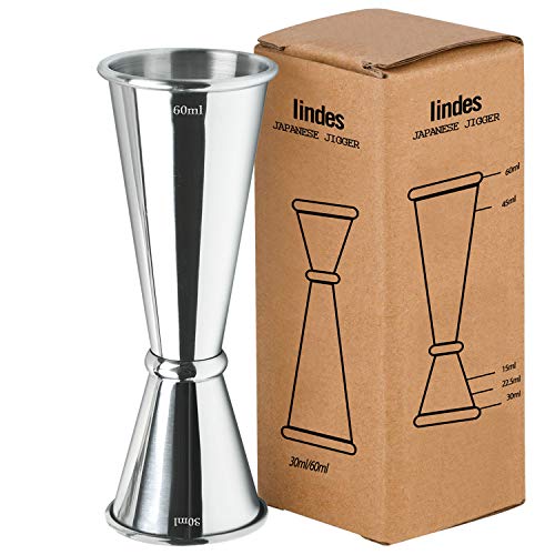 Iindes Jigger Spirituosen Barmaß Messbecher aus Edelstahl Dual 3/6 cl Maßnahme Cup für Bar Party Gin Wein Cocktail Messbecher 1oz 2oz Shaker