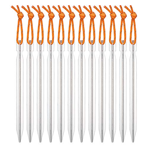 LEBEXY Heringe Erdnägel | Zeltheringe Zeltnagel | Hering Vorzelt | Metall heringe | Erdanker verzinkt | Sandheringe Felsbodenhering | Zelthaken Hering Aluminium Leicht für Zelt Sand Camping, 12 Stücke