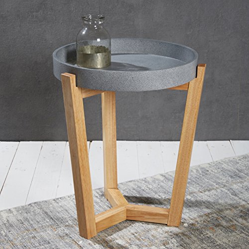 Wholesaler GmbH Beistelltisch Grau mit Abnehmbarem Tablett 40 cm Couchtisch Tabletttisch Kaffeetisch Lifestyle Modern Chic