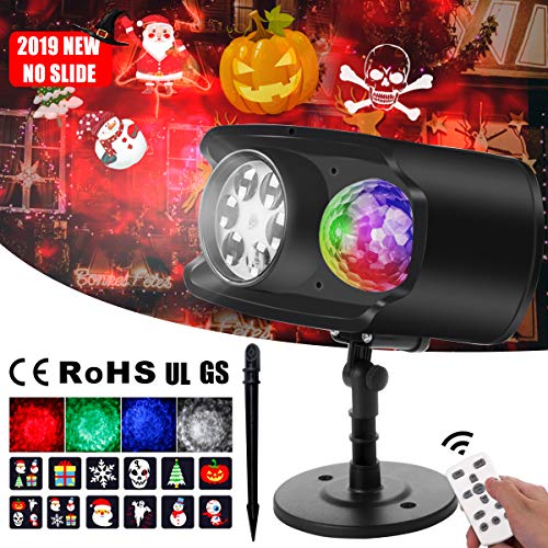 LED Projektor Lampe Weihnachten Halloween Projektor Licht mit Fernbedienung IP65 Wasserdicht mit 13 Ozeanwelle 12 Muster Gartenleuchte Projektor für Weihnachten Valentinstag Ostern Halloween