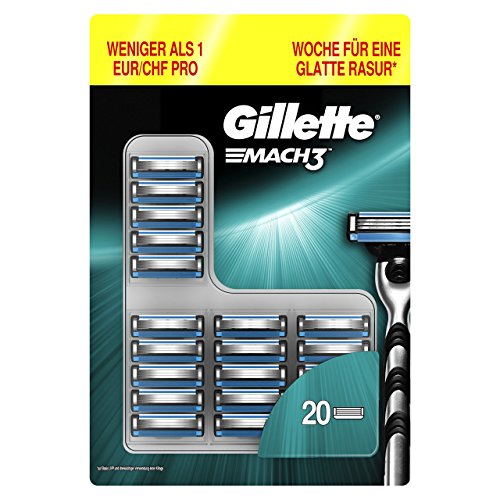 Gillette Männer Mach3 Rasierklingen, 1er Pack (1 x 20 Stück)