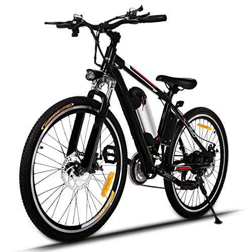 Minilism Elektrofahrrad mit 26 Zoll Mountainbike, 25-35km/h Pedelec E-Bike Lithium-Akku mit 21 Gang Getriebe Schwarz