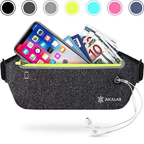 Akalas Laufgürtel Ultraleicht wasserdichte, Sport Hüfttasche iPhone XS 8 7 Plus Samsung Galaxy S8 Bauchtasche für Damen Herren, Slim Lauftasche für Joggen, Wandern, Fitnessstudio