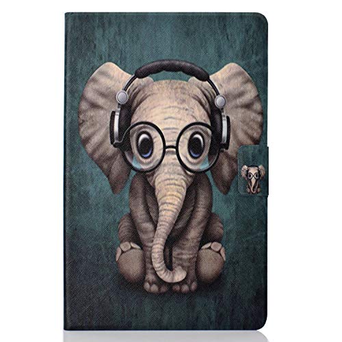 Lspcase Kompatibel für Samsung Galaxy Tab A 10.5 Zoll SM-T590 T595 PU Schutz Hülle Flip Cover Wallet Hardcase im Bookstyle mit Standfunktion Karteneinschub und Magnetverschluß Etui Baby Elefant