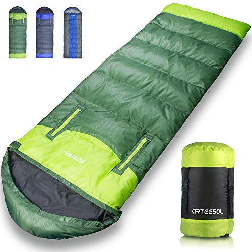 arteesol Reachable Mummy Schlafsack wasserdichte Hohle Baumwollfüllung für Kinder, Jugendliche, Erwachsene 7 Jahreszeiten Camping, Wandern, Outdoor