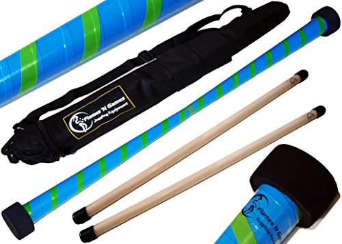 TWIST Devilstick (Blau/Grun) inkl. Holz Handstäbe mit 2 mm Silikonmantel + Reisetasche! Flames N Games Devil stick Set Für Kinder und Erwachsene.
