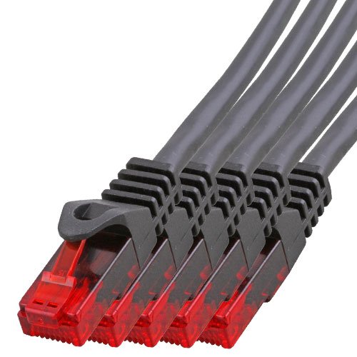 BIGtec - 5 Stück - 1,5m Gigabit Netzwerkkabel Patchkabel Ethernet LAN DSL Patch Kabel schwarz ( 2x RJ-45 Anschluß , CAT.5e , kompatibel zu CAT.6 CAT.6a CAT.7 ) 1,5 Meter