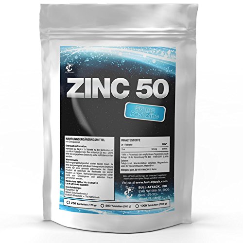 500 Tabletten Zink-50 Depot (Vegan) | 25mg = 1/2 Tablette | Reines Zink Gluconat | Akne, Immunsystem, Muskelaufbau, Testosteron | Beste Qualität Hergestellt in Deutschland