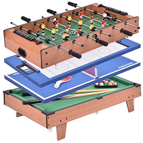 COSTWAY 4 in 1 Multifunktionsspieltisch Multispieltisch Multigame Tischfußball Billard Tischtennis Hockey