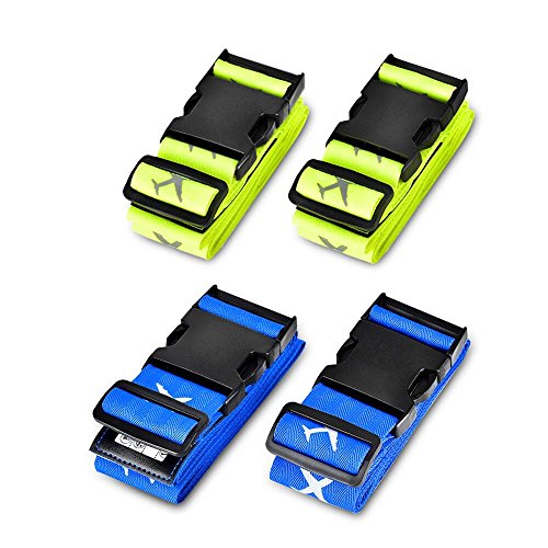 Koffergurt, Solawill 4 Stück Gepäckgurt Einstellbare Kofferband Travel Accessories Kofferband Gepäckband zum sicheren Verschließen der Koffers auf Reisen und Kennzeichnen von Gepäck