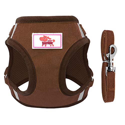 Warmiehomy Hundegeschirr Hunde Laufgeschirre Brustgeschirr Haustier Weste Verstellbare Hundegeschirr Atmungsaktiv Katzengeschirr Dog Harness Soft Air Mesh Weste für Kleine Hunde Katze(Braun, L)