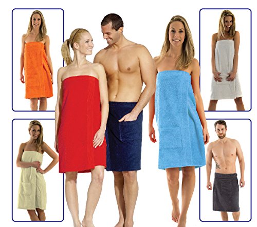 Damen und Herren Saunakilt, BIO-Baumwolle,NEUHEIT: Schlingenfeste Qualität, kein Fädenziehen mehr Grösse Damen Hellblau S bis L