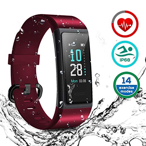 HOMVILLA Fitness Armband, Fitness Tracker Smartwatch Wasserdicht IP68 Aktivitätstracker mit Pulsmesser Schrittzaehler Uhr Stoppuhr Smart Watch Fitness Uhr Schlafmonitor Kalorie für Damen Herren