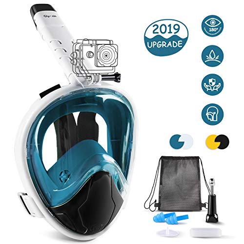 Glymnis Tauchmaske Schnorchelmaske Easybreath Faltbare Vollmaske mit 180° Sichtfeld Anti-Fog und Anti-Leck Technologie für Alle Erwachsene und Kinder L/XL (Verpackung MEHRWEG)