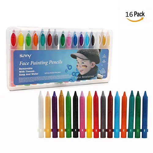 Cisixin 16 Farbige Gesicht Malstifte Body Paint Stifte Sticks für Halloween Karneval Maskenspiel Make Up Schminke Palette Gesichtsfarbe Bodypaint Bodypainting