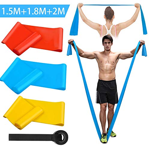 Fitnessbander Widerstandsbänder Krafttraining Gymnastikband Extra Lang Resistance Band Trainingband Fitnessband Widerstandsband Latex Elastisch Stretching Bänder Übungsband für Yoga , Pilates (Blau)