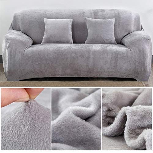 Capalta Blume Sofa-Überzug aus dickem SAMT, für 3-Sitzer Sofa Überwürfe Sofabezug Stretch Samt Sofahusse 190-230cm(75''-90'') + 2 Kissenbezug in 40 cm