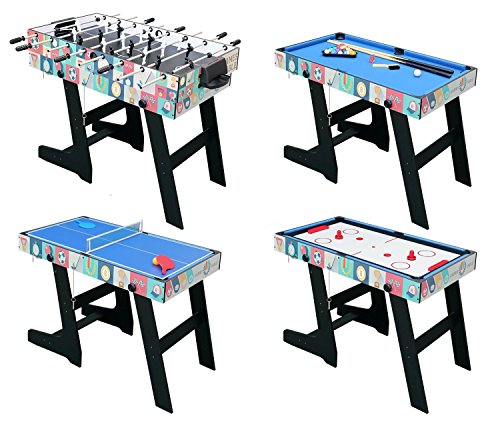 HLC 121.5*61*81.3 CM Zusammenklappbar 4 in 1 multifunkniertes Tischspiel -- Tischfußball(Tischkiker)/Tischtennis /Air Hockey /Billard-Tisch