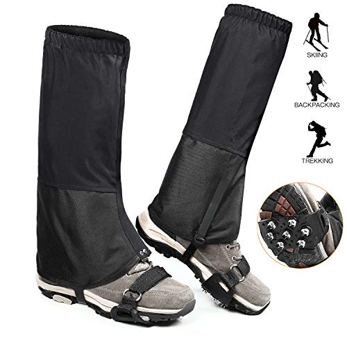 Gafild Outdoor Gamaschen, wasserdichte Gamaschen Atmungsaktive Gaiter Einstellbare Gamaschen mit Snow Grips Herren Damen Anti Schlamm Schnee zum Wandern, Klettern, Trekking, Schneewandern und Jagd