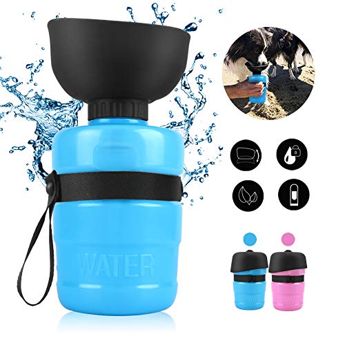 Pulchram Hund Trinkflasche 520ml, Haustier Katze/Hunde Leckdichte Outdoor Faltbare Trinkflasche,Haustier-Wasserflasche für Reise,Camping, Spaziergang, Wandern, Training