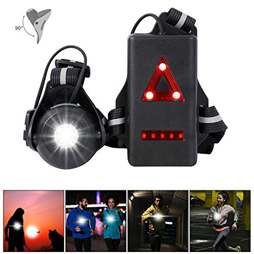 WESTLIGHT Lauflicht in der Brust, 90° Einstellbarer Abstrahlwinkel, wiederaufladbare, 500 Lumen, 360° reflektierendes Band, wasserdichte USB-Nachtlichter mit LED-Beleuchtung