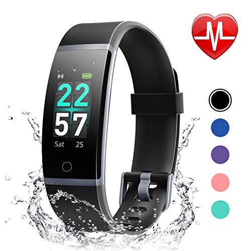 LETSCOM Fitness Armband mit Pulsmesser, Fitness Tracker IP68 Wasserdicht 0,96 Zoll Farbbildschirm Aktivitätstracker Schrittzähler Schlafmonitor für Herren und Damen