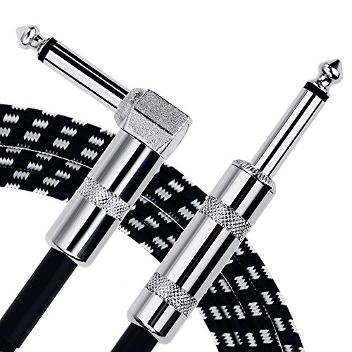 Anpro 3m Gitarren Instrumentenkabel 6.3mm Lärmschutz mit Abgewinkelte Stecker und 1 Standard Klinke für die E-Gitarre, Bassgitarre, Keyboard