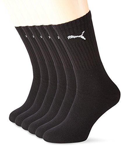 Puma Unisex Sportsocken Cush Crew 6er Pack, schwarz (Black), Gr. 43-46, 251021001200043