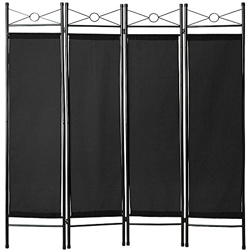 TecTake 4tlg Raumteiler Trennwand Paravent spanische Wand 180x160cm - diverse Farben und Mengen - (1x Schwarz | Nr. 401662)