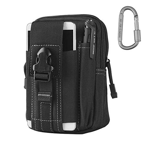 Taktische Hüfttaschen, Molle Tasche EDC Tasche Herren und Damen mit Aluminiumkarabiner für Wandern Arbeiten Camping