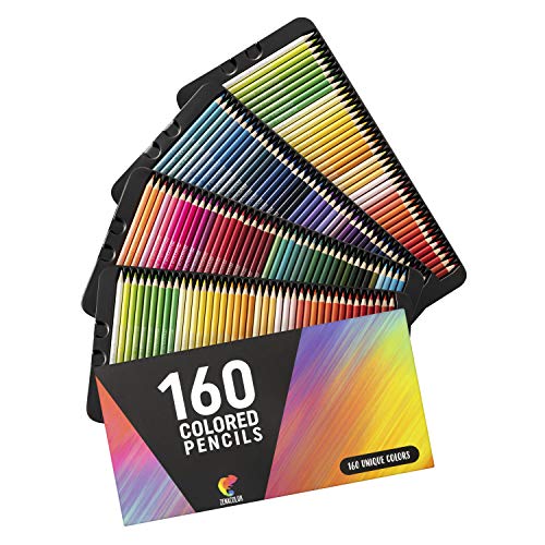 160 Buntstifte (Nummeriert) Zenacolor - Einfache Aufbewahrung - Professionelles Stifte-Set für Erwachsene und Kinder - Ideal für Ausmalbilder Erwachsene, Mandala, Malbuch, Schreibgeräte und Schule