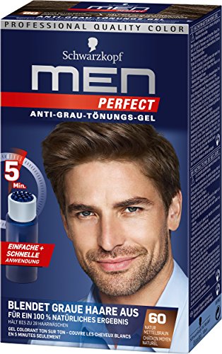Schwarzkopf Men Perfect Anti-Grau-Tönungs-Gel, 60 Natur Mittel-Braun, 3er Pack (3 x 80 ml)