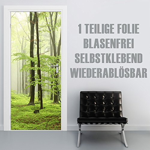 XXL-Tapeten Selbstklebende Türtapete/Türfolie | Motiv: Beech Forest | Für alle gängigen Türen im Format 90x210cm | Exklusiv als Klebefolie gedruckt