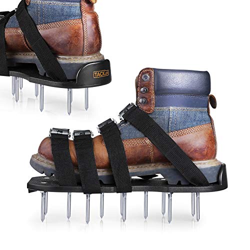 TK TAKELIFE Rasenlüfter Schuhe, 4 Riemen Rasenbelüfter-Nagelschuhe, 30cm Lange Sohlen, 5,5cm Lange Nägel, 4 einstellbare Riemen mit Metallschnalle GAS1A