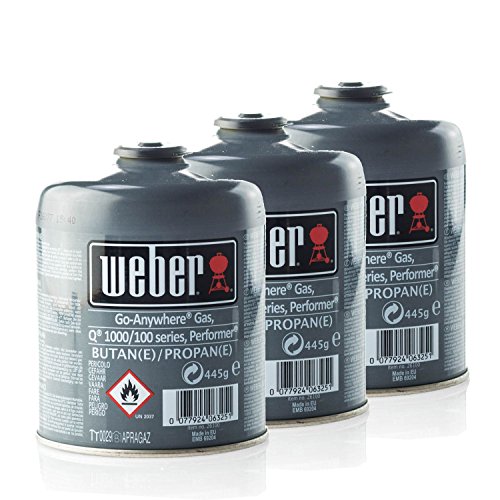 Weber 3er-Pack Gas-Kartusche für Q100/1000-Serien, Performer & Go Anywhere